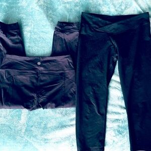 2 Pairs Black Athleta Cropped Leggings Med Fabletics